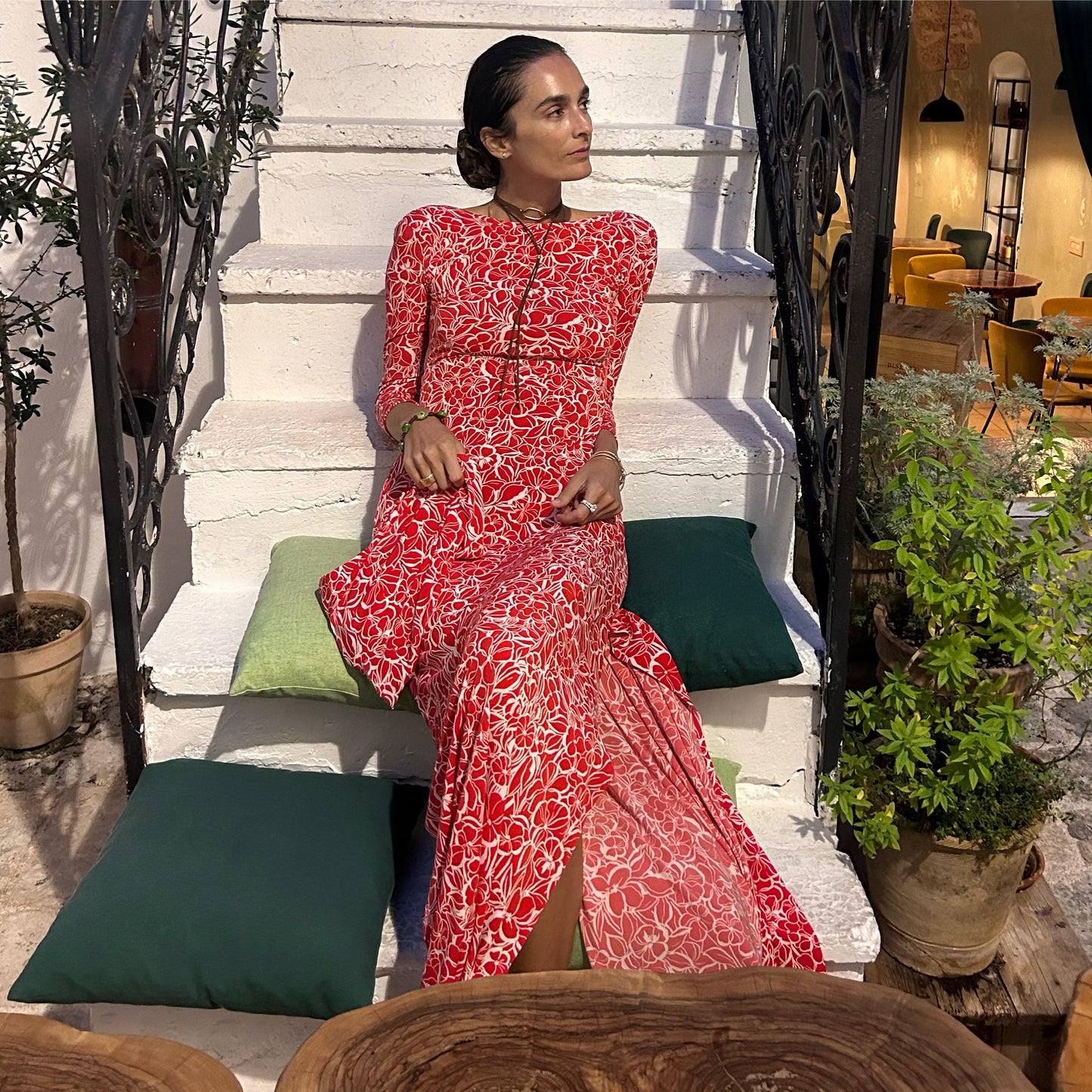 Maha Dress Red Flowery