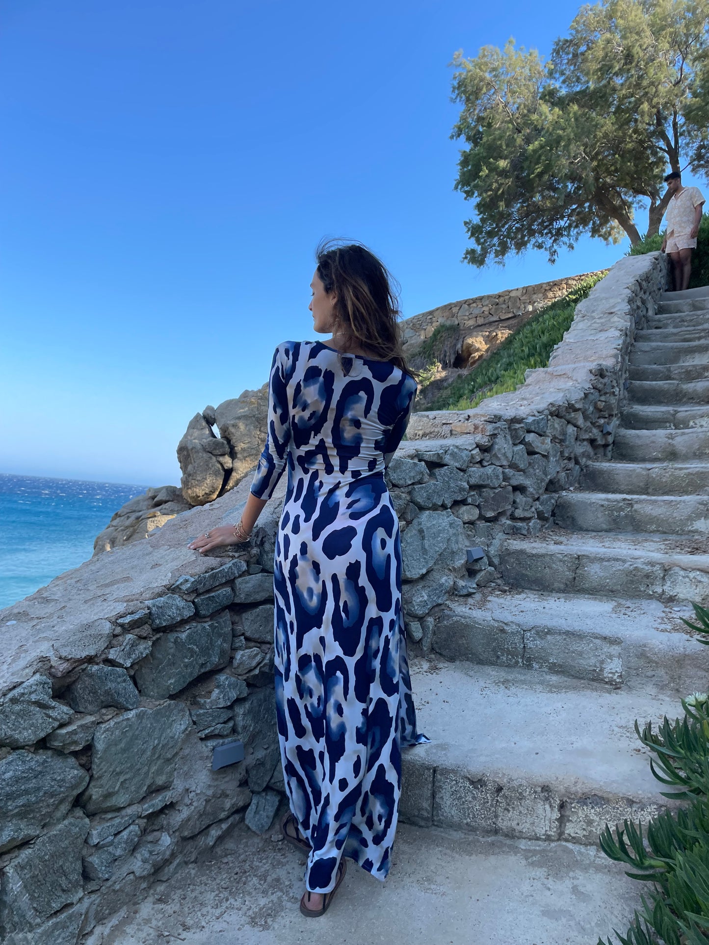 MAHA DRESS BLU LEOPARD
