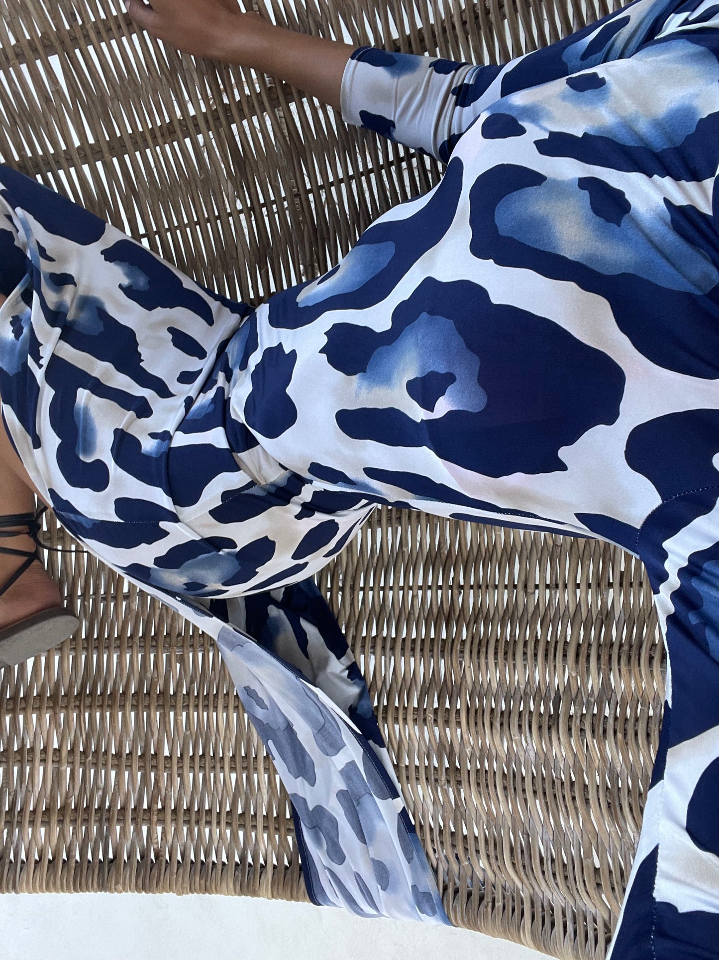 MAHA DRESS BLU LEOPARD