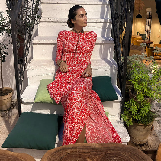 Maha Dress Red Flowery