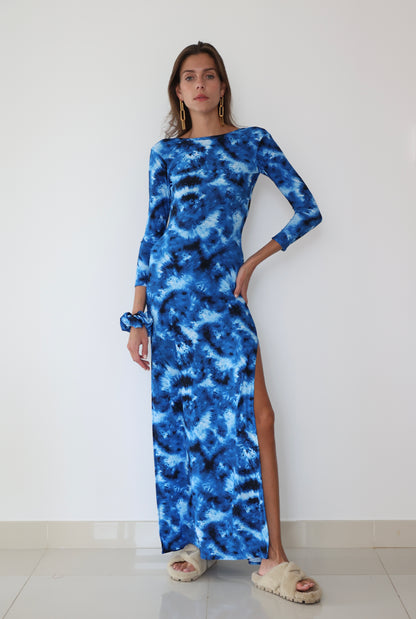 Maha Dress Blu Abstract