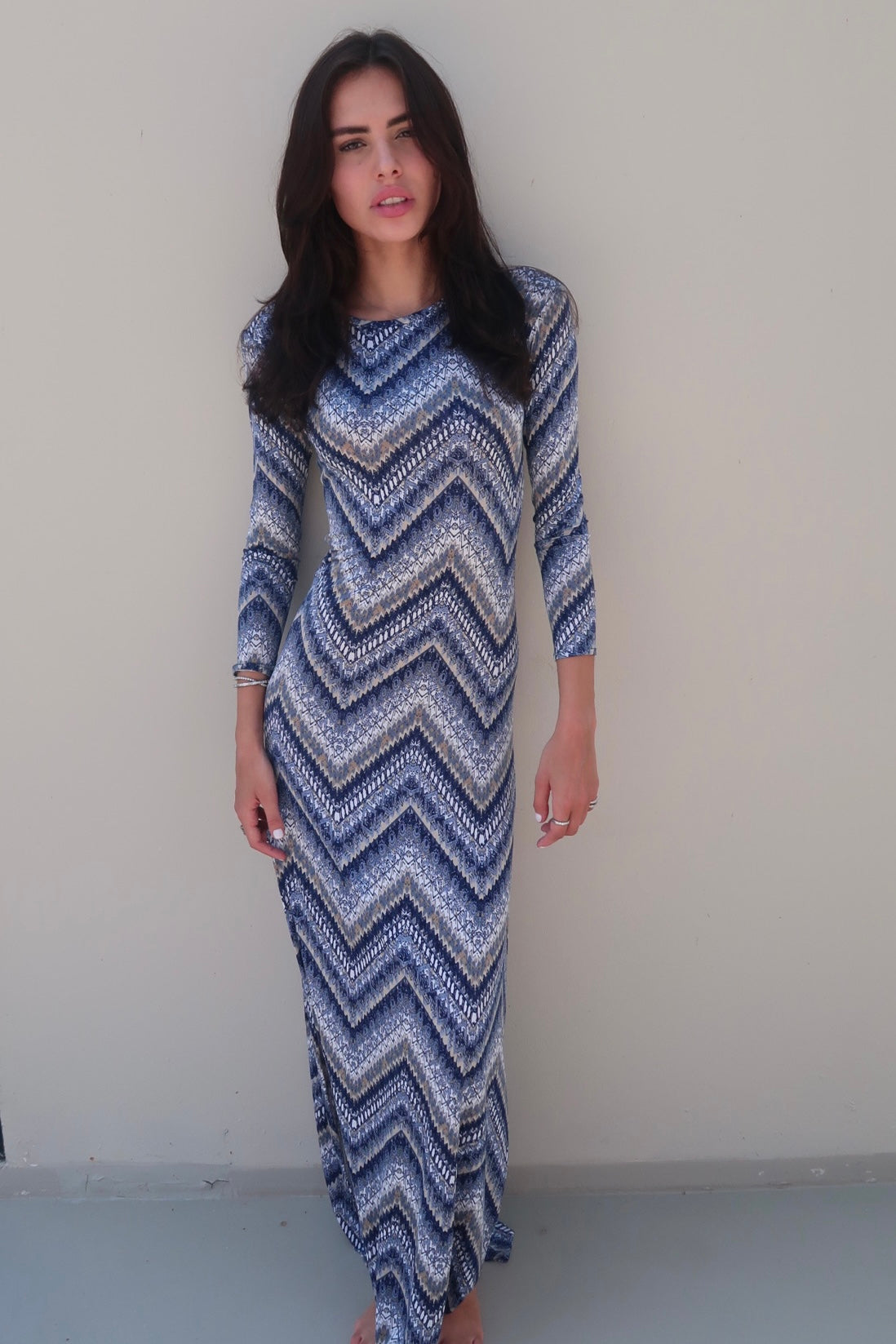 AYANA DRESS GEOMETRICAL BLUE