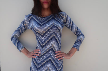 AYANA DRESS GEOMETRICAL BLUE