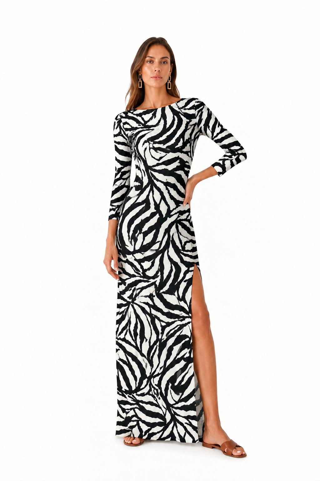 Maha Dress Black White