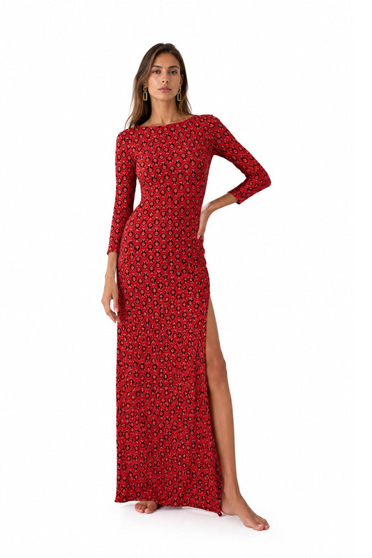 Maha Dress Coral Red