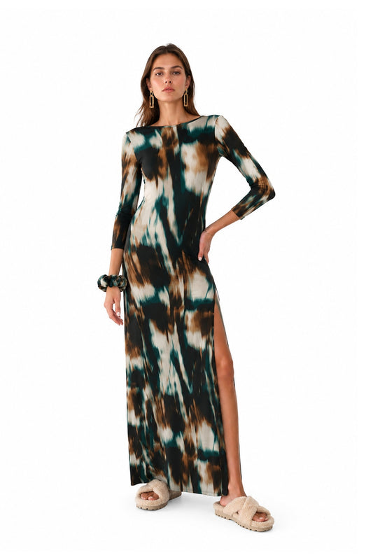 Maha Dress Petrol Abstract